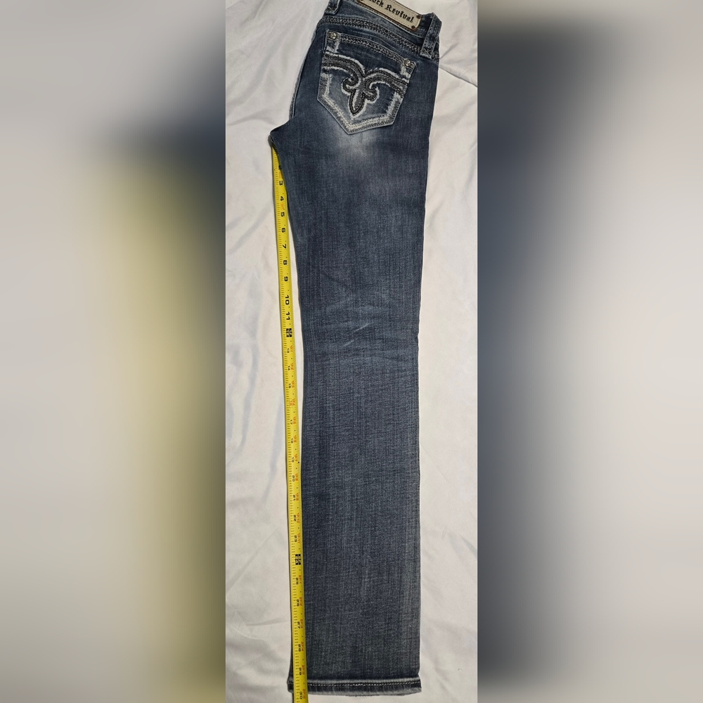 Rock Revival Blue Straight Leg Jeans with Vintage Appeal - Picture 8 of 9